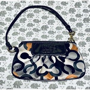 Coach Wristlet Signature Logo Graphic OP Art Multicolor Clutch Wallet